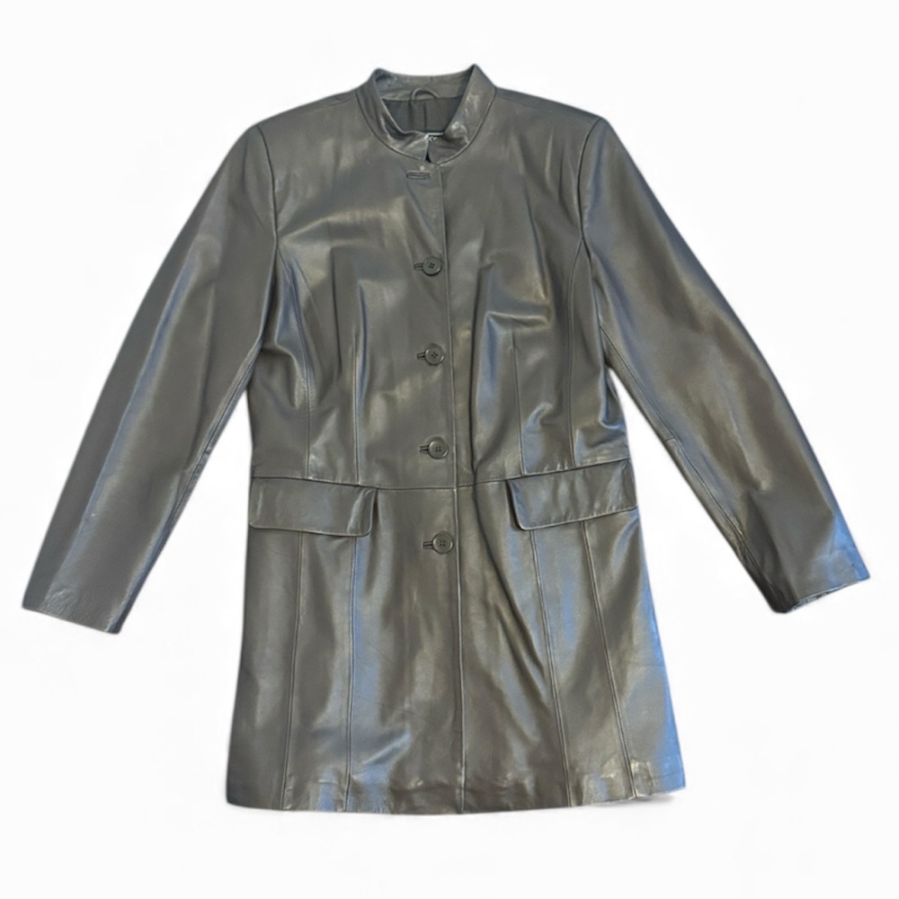 VINTAGE TERRY LEWIS CLASSIC LUXURIES WOMENS LEATHER JACKET MANDARIN COLAR LINED